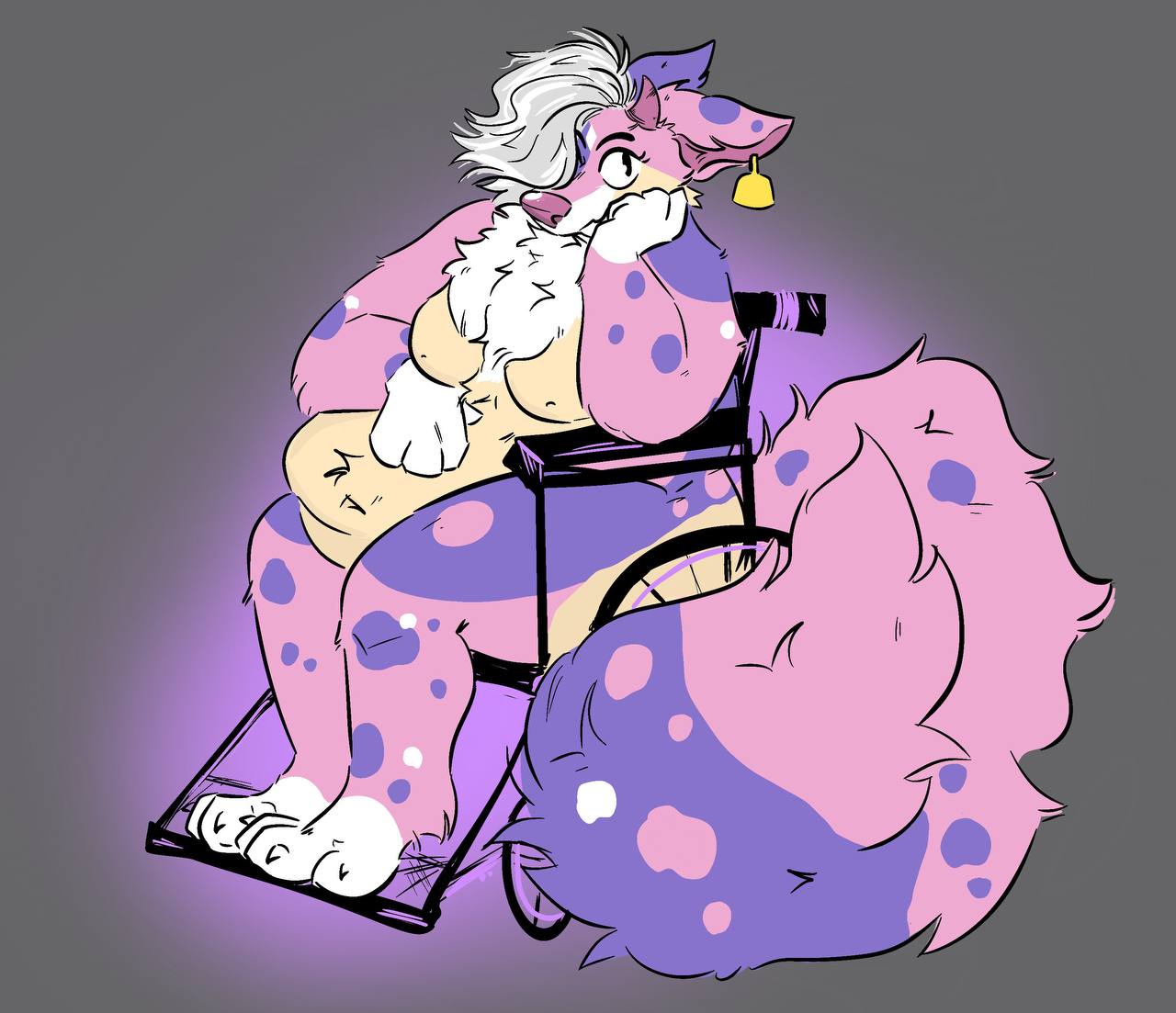 nova the pupcow drawn in a wheelchair